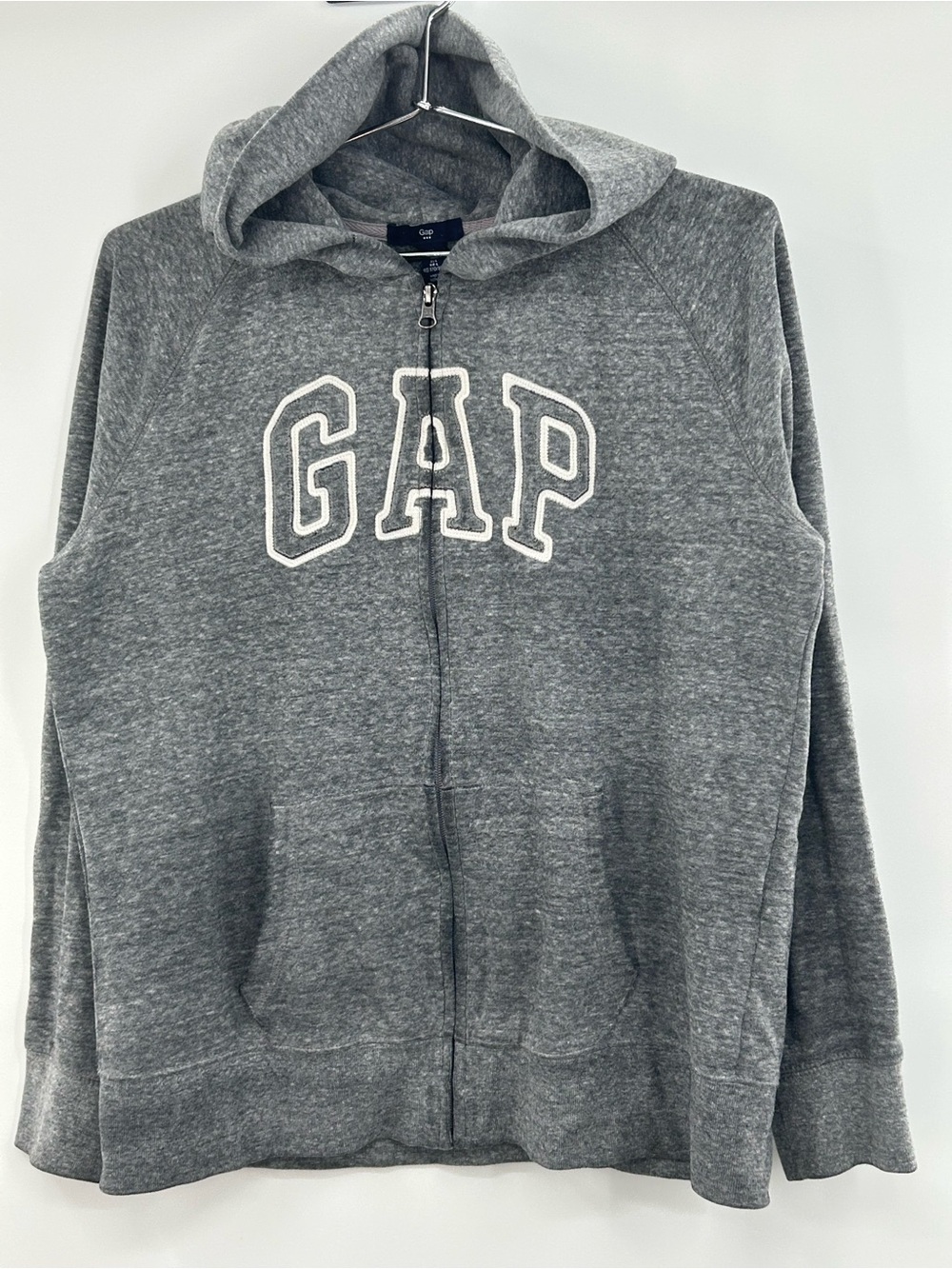GAP Women’s Classic Logo Zip Up Hoodie Neutral Casual American Preppy Large